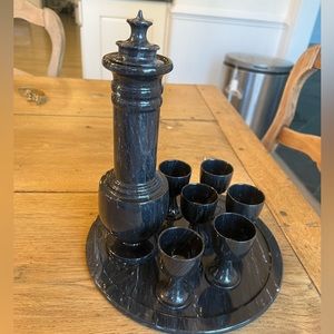 - Vintage Black Marble Decanter Set